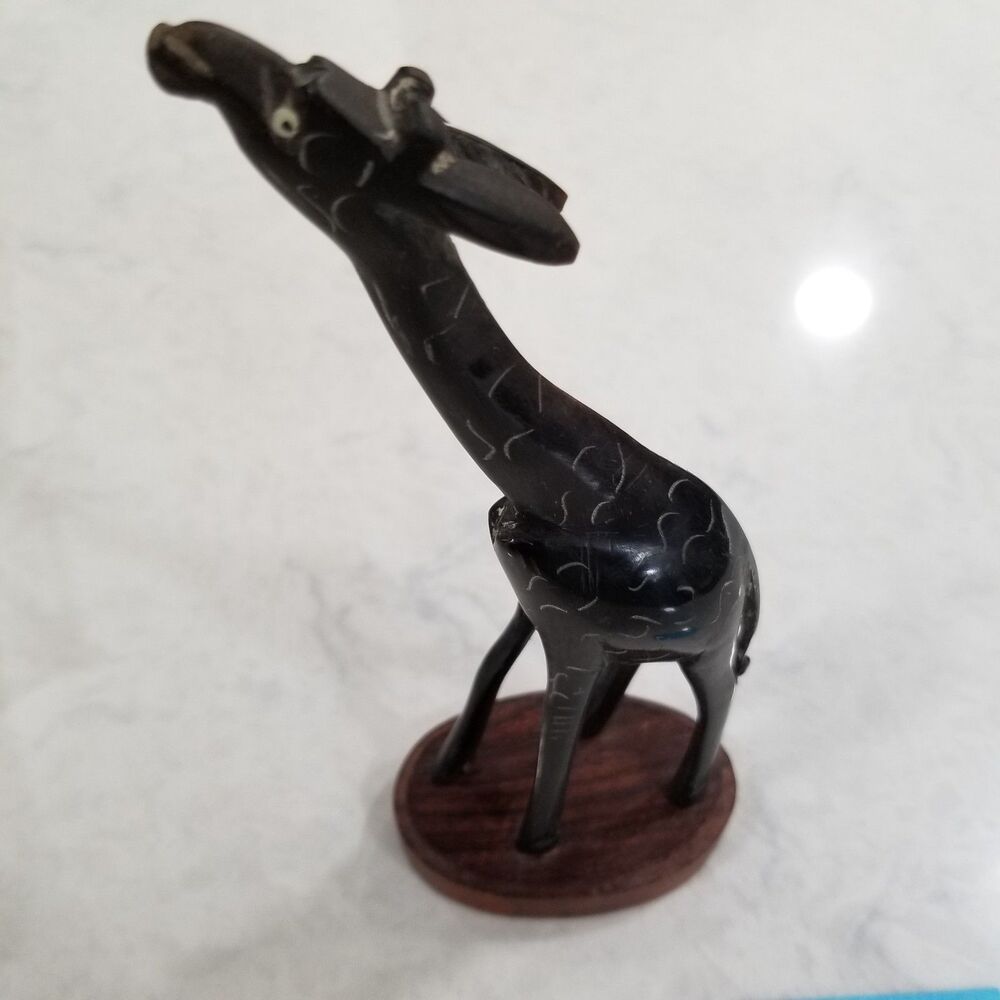 Hand‑Carved Wooden Giraffe • 7" Figurine • Made in India Animal Decor